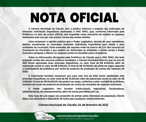 NOTA OFICIAL