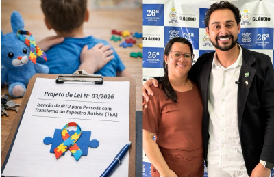 Isenção de IPTU para pessoas com TEA passa a ter prazo indeterminado em Cláudio, após projeto de Frederico Amorim ser aprovado