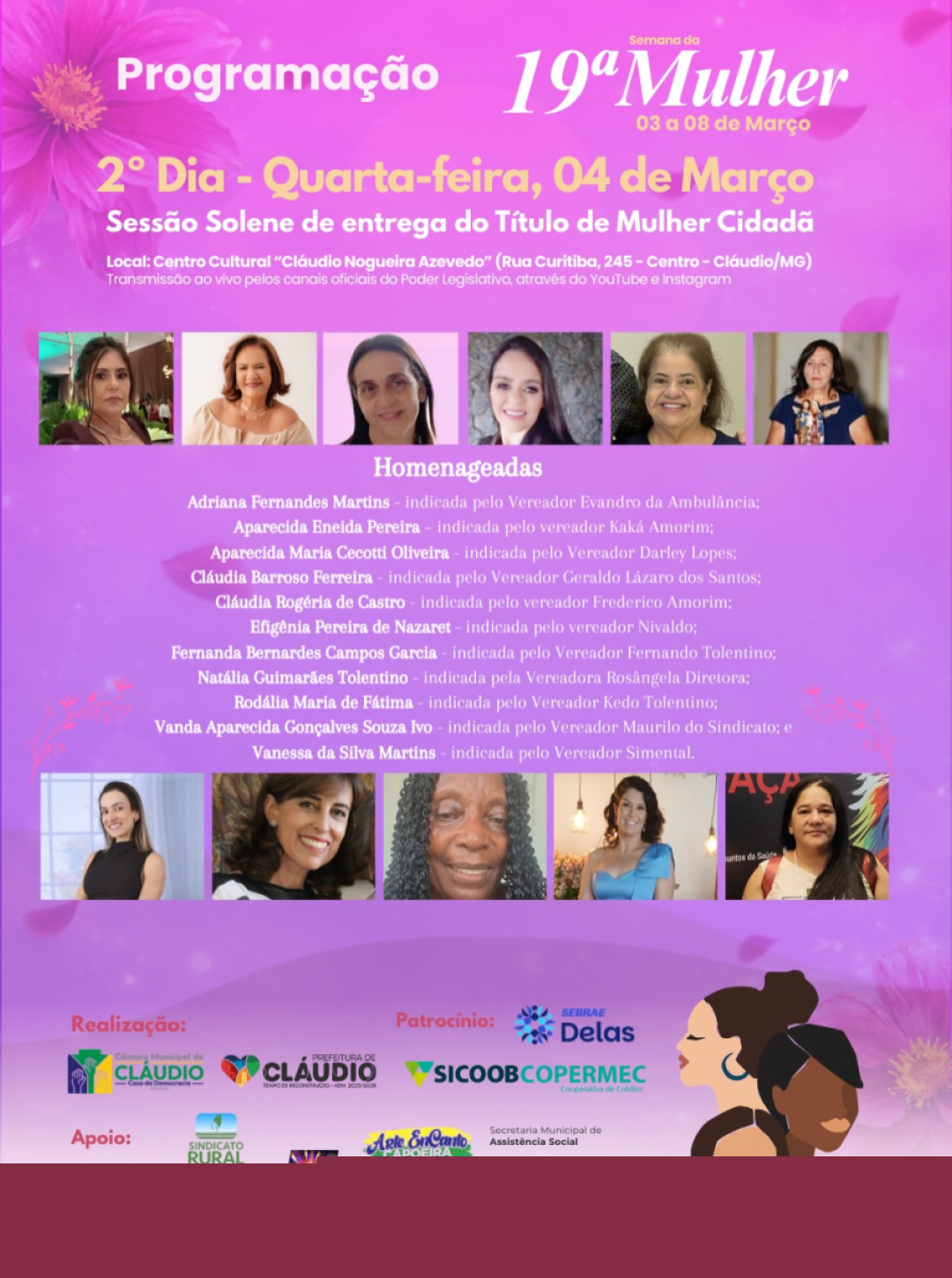 Semana da Mulher: Câmara entrega Título Mulher Cidadã nesta quarta (04)